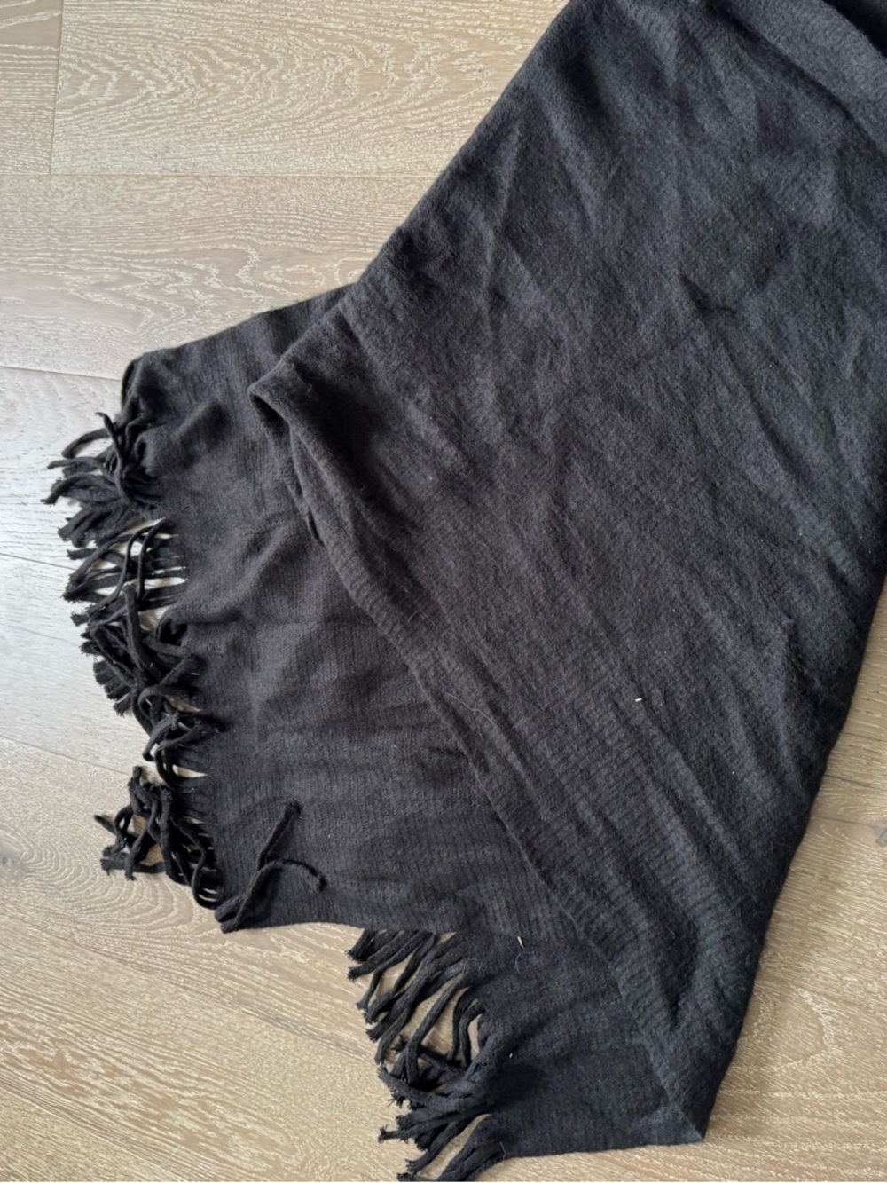 Steve Madden Black Fringe Knit Scarf